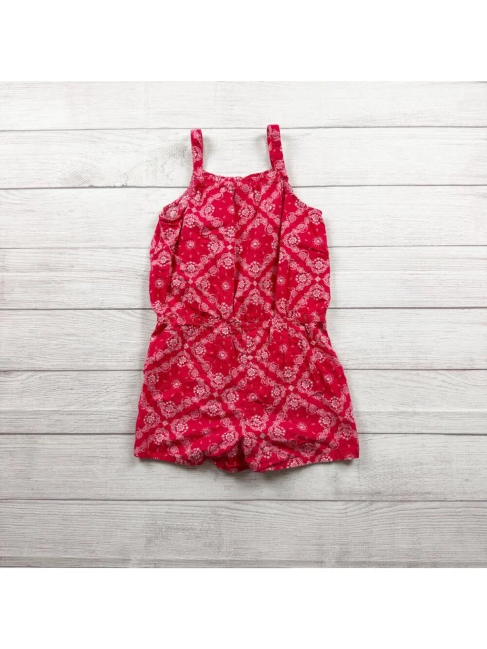 OshKosh Bgosh Red Floral Print Girls Sleeveless Romper 10